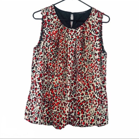 Suzy  Shier Animal print pleated blouson top size L - Picture 1 of 13